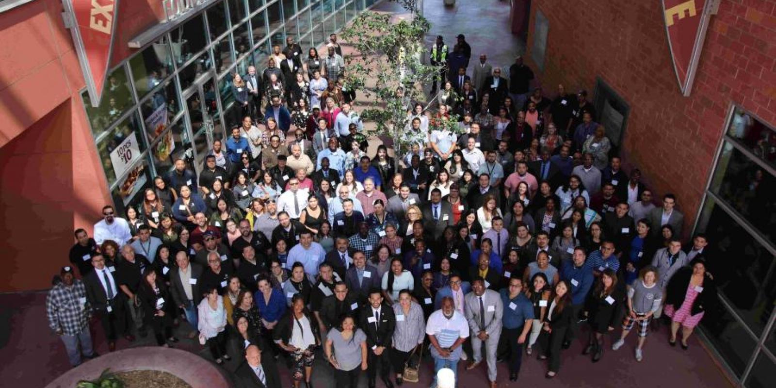 overhead large group photo